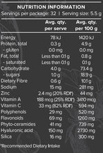 Load image into Gallery viewer, Beauty Nectar vegan collagen booster 180g nutritional information